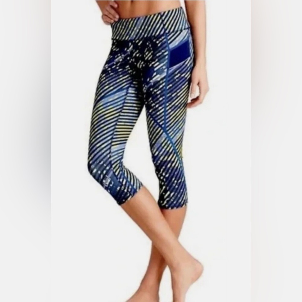 Athleta Blue and Yellow Patterned Capris - Picture 2 of 9